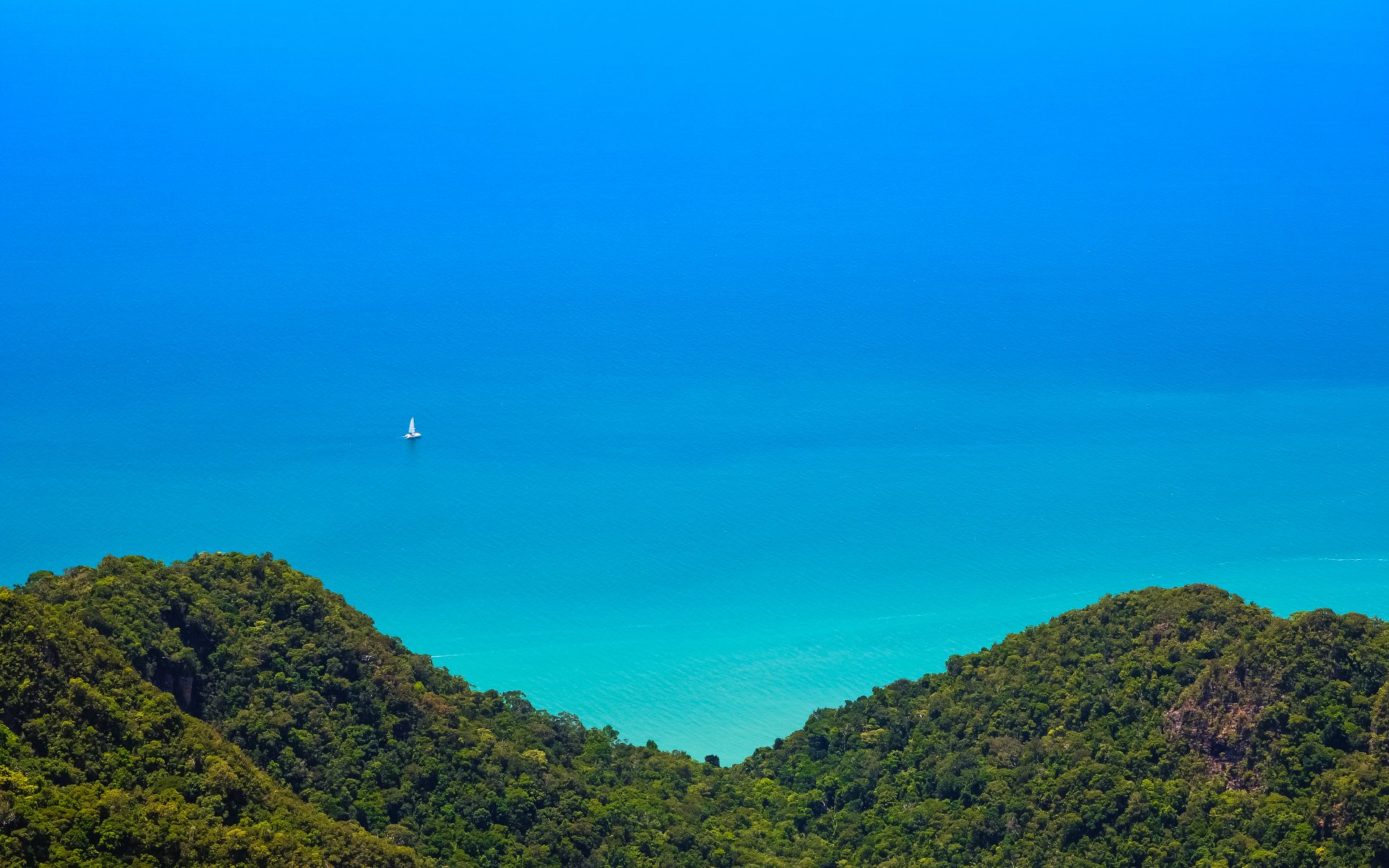 langkawi malasia bosque selva montañas océano vista naturaleza paisaje