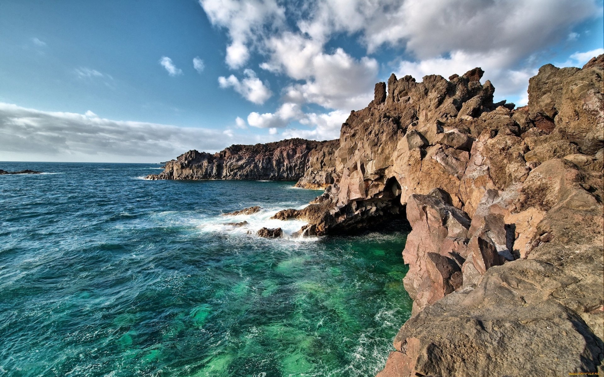 coast clouds sky sea ocean