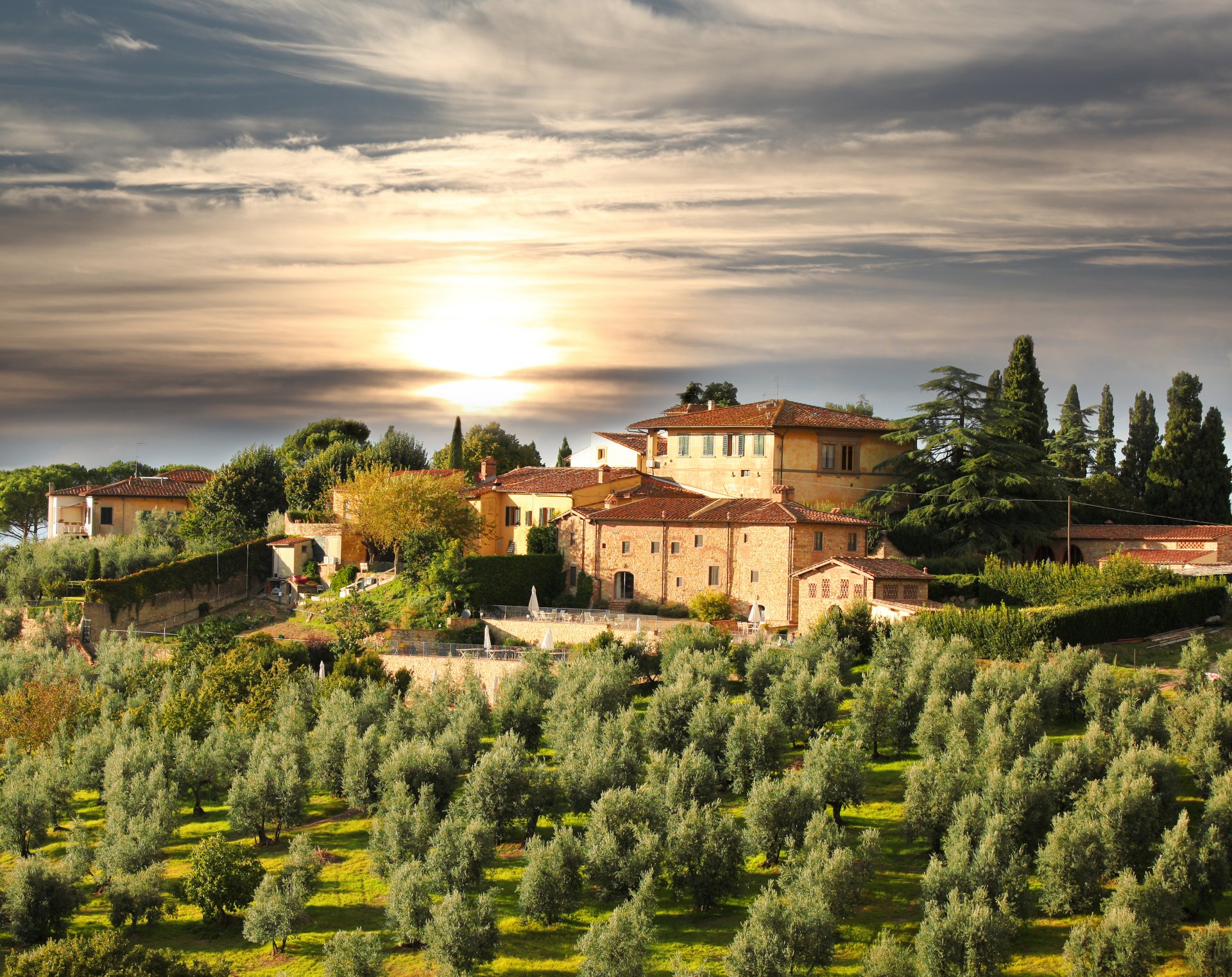 natura cielo nuvole tramonto alberi paesaggio italia toscana