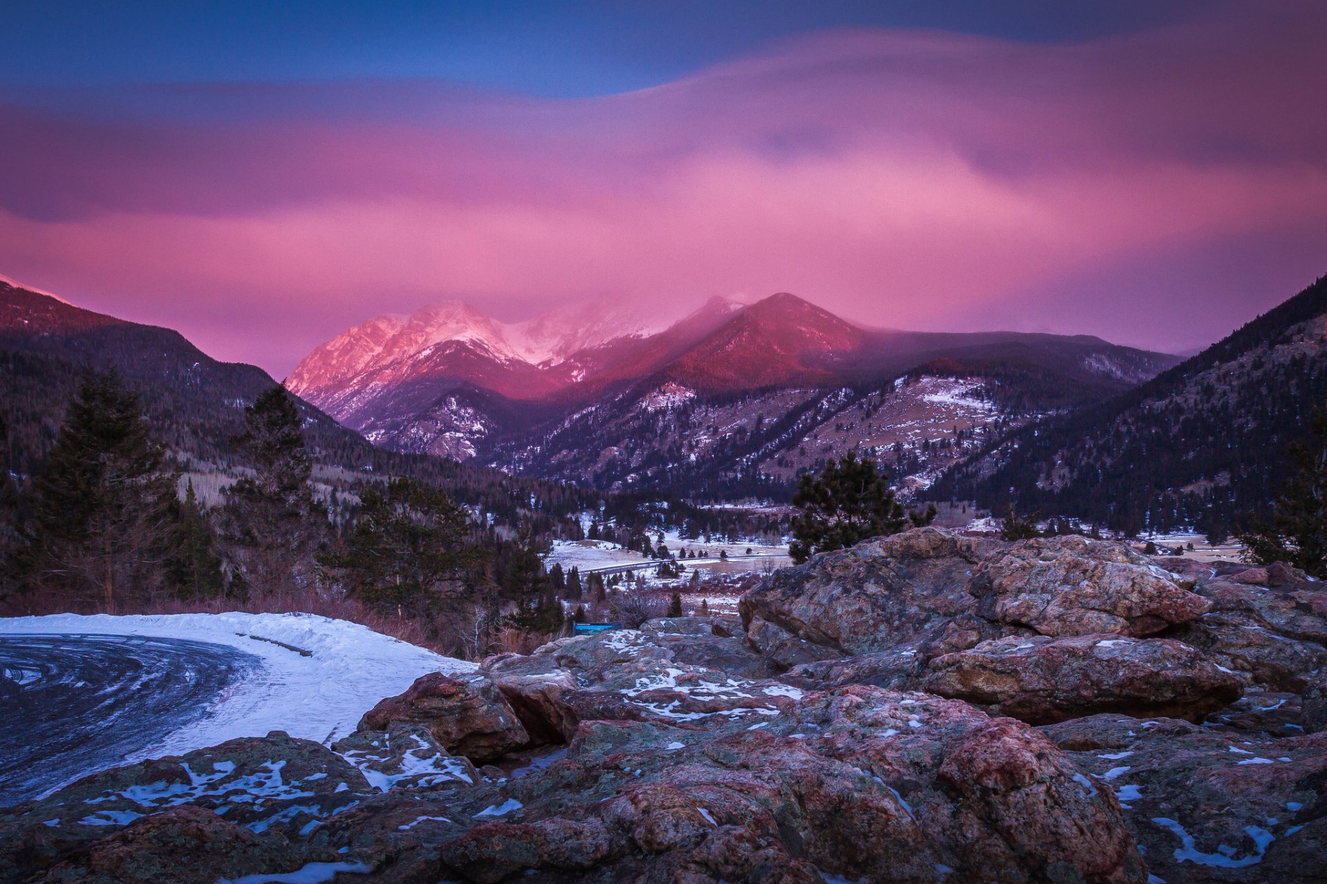 berge schnee winter gipfel dunst sonnenuntergang