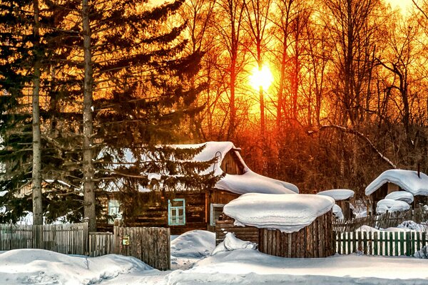 Winter morning in the village