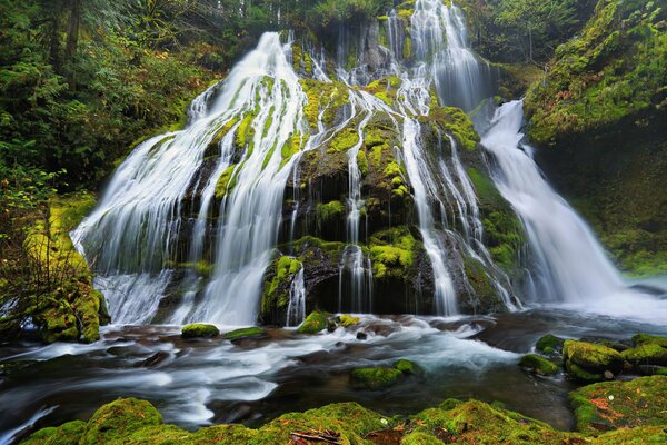 Columbian Waterfall in the gorge of the river