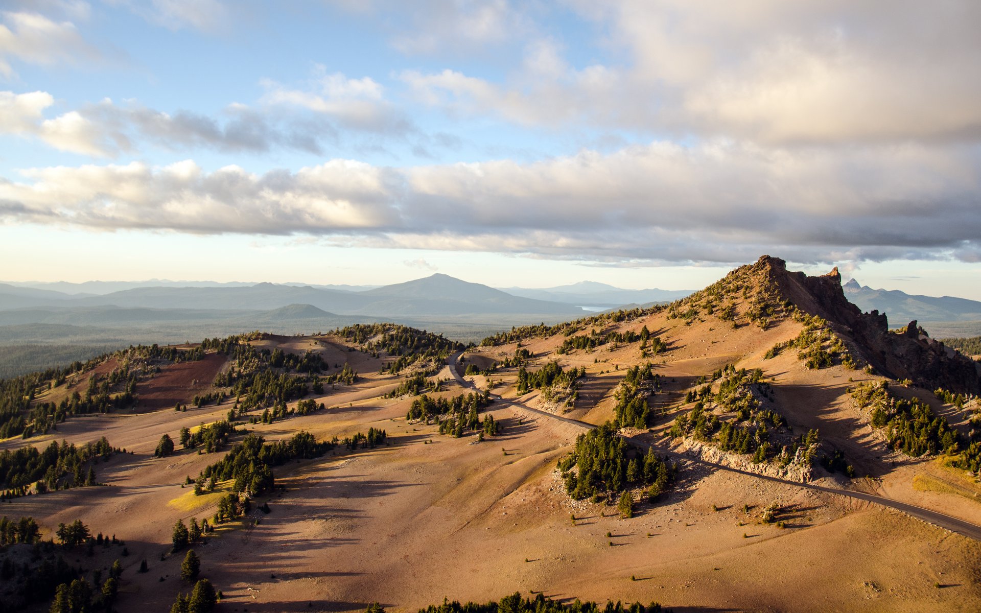 krater see oregon berge straße wüste natur