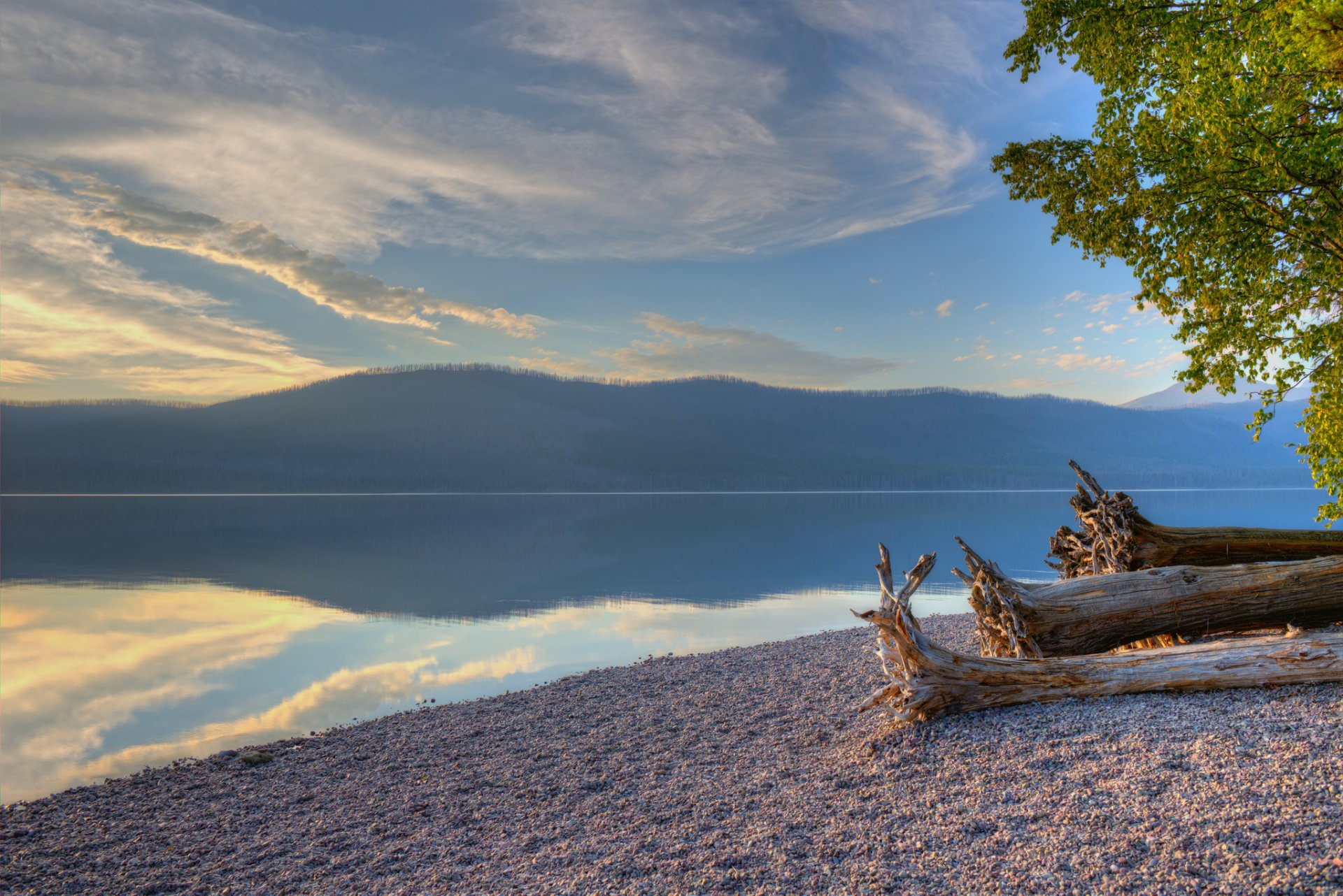 lago mcdonald glacier national park montana lago montagna foresta riva alberi