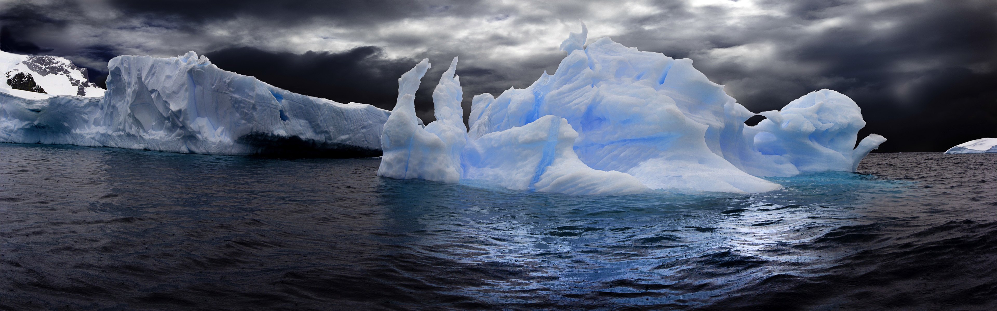 mar hielo iceberg cielo nubes pnorama