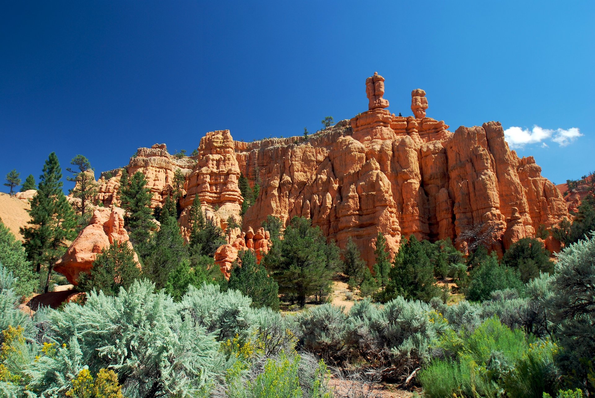 utah cañón rojo montañas árboles pendiente cielo