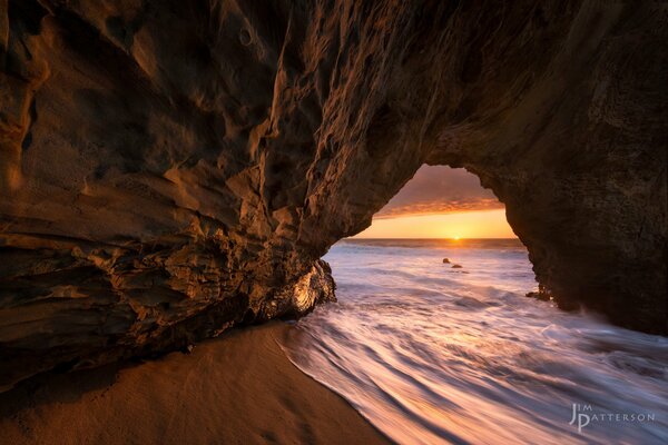 Rocky coast with sunset view