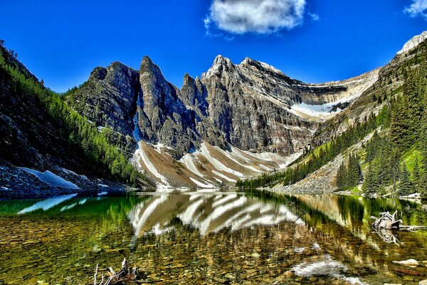 Snow-capped mountains and blue sky