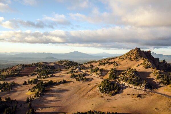 Camino a través del desierto y los arbustos