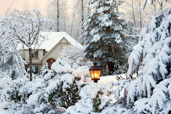 Paesaggio invernale e Casa innevata