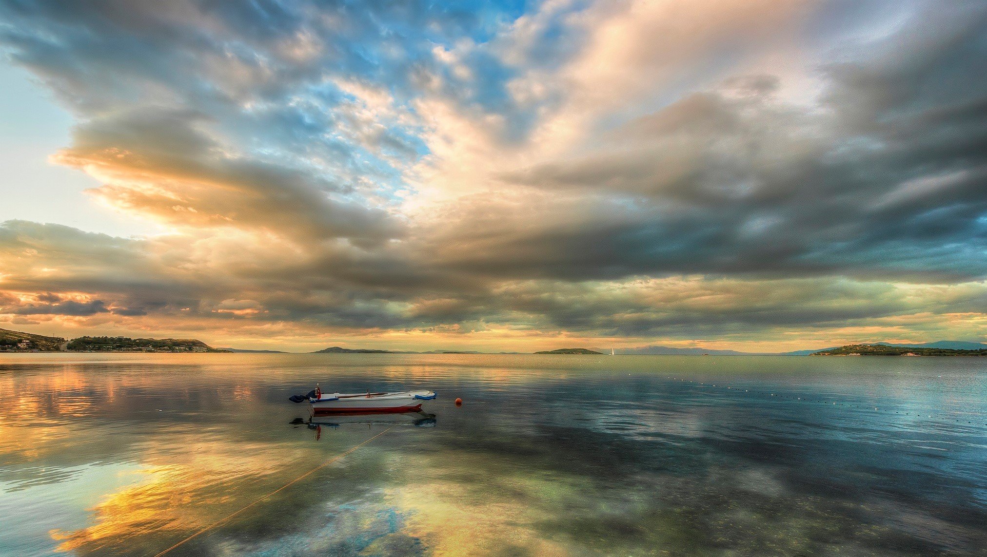 ea boat clouds sun water sunrise