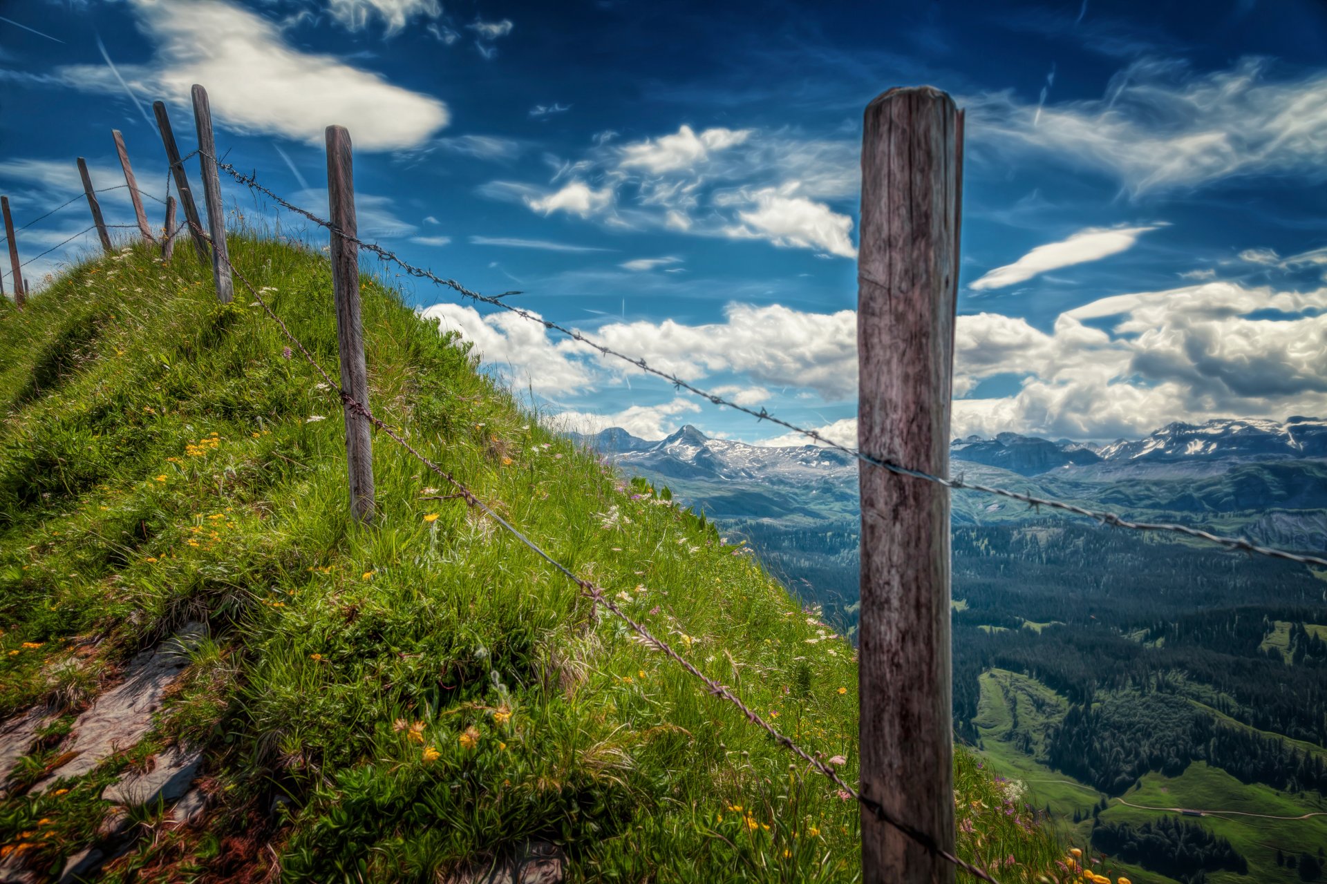 landschaft ansicht zaun stacheldraht