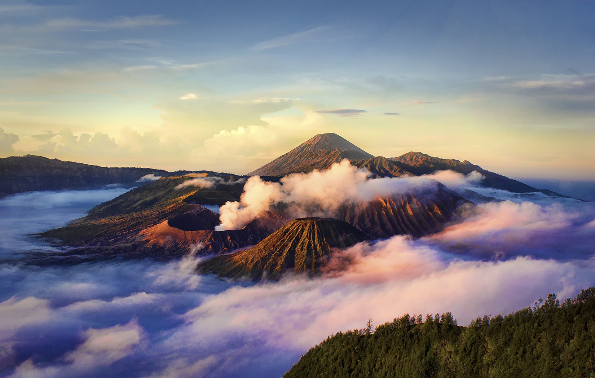 indonesien brom-tengger-semeru nationalpark java bromo-vulkan wolken tengger-caldera natur