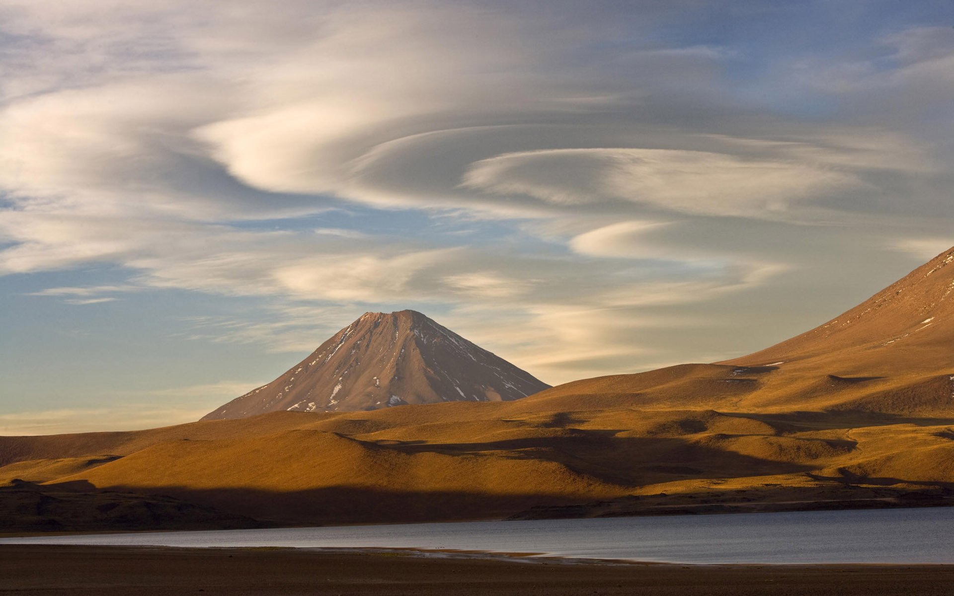 berg hang himmel wolken see natur