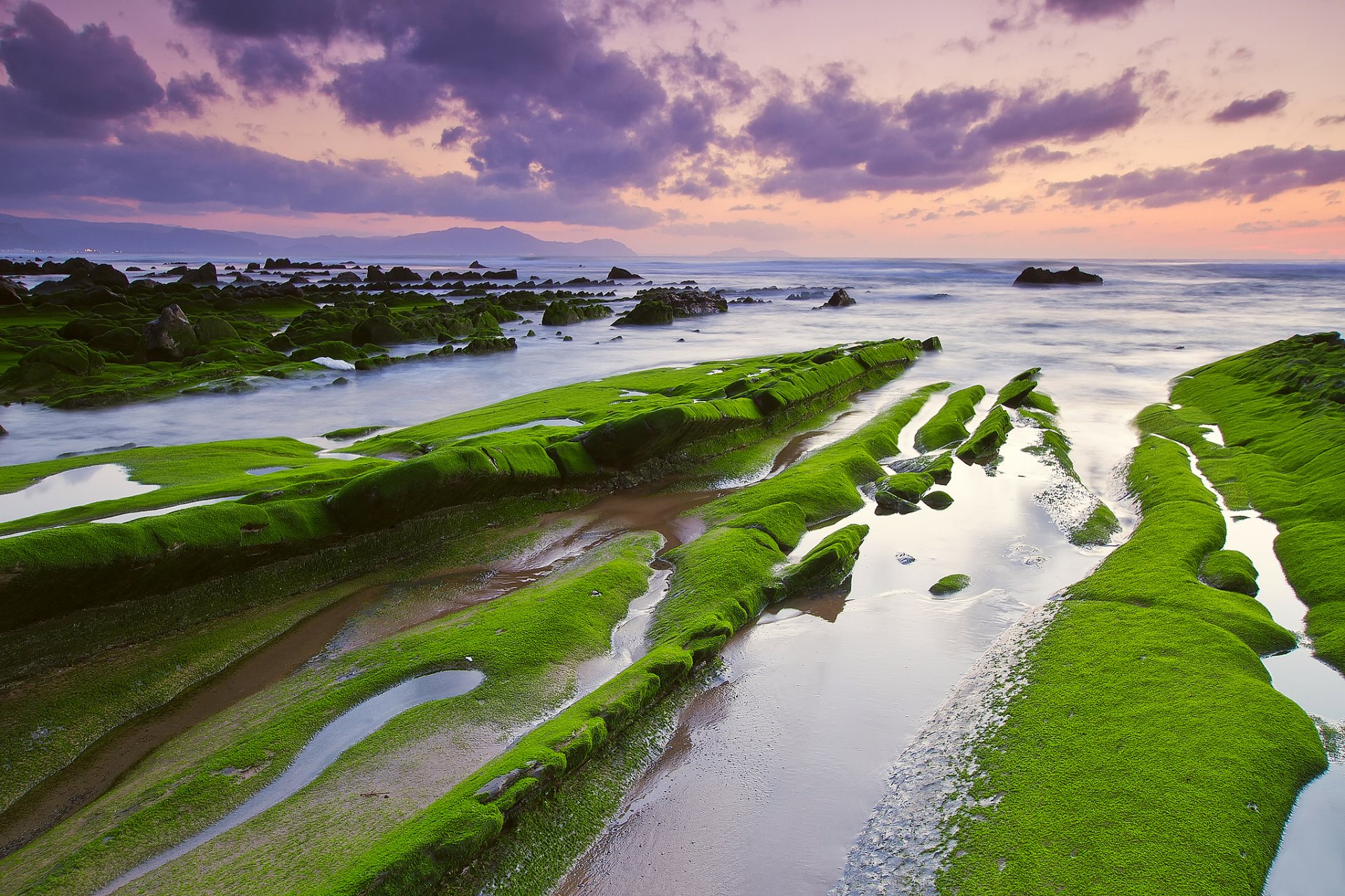 naturaleza españa barrica mar rocas rocas musgo cielo nubes