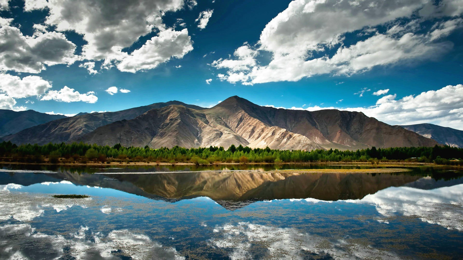 berg reflexion natur wolken