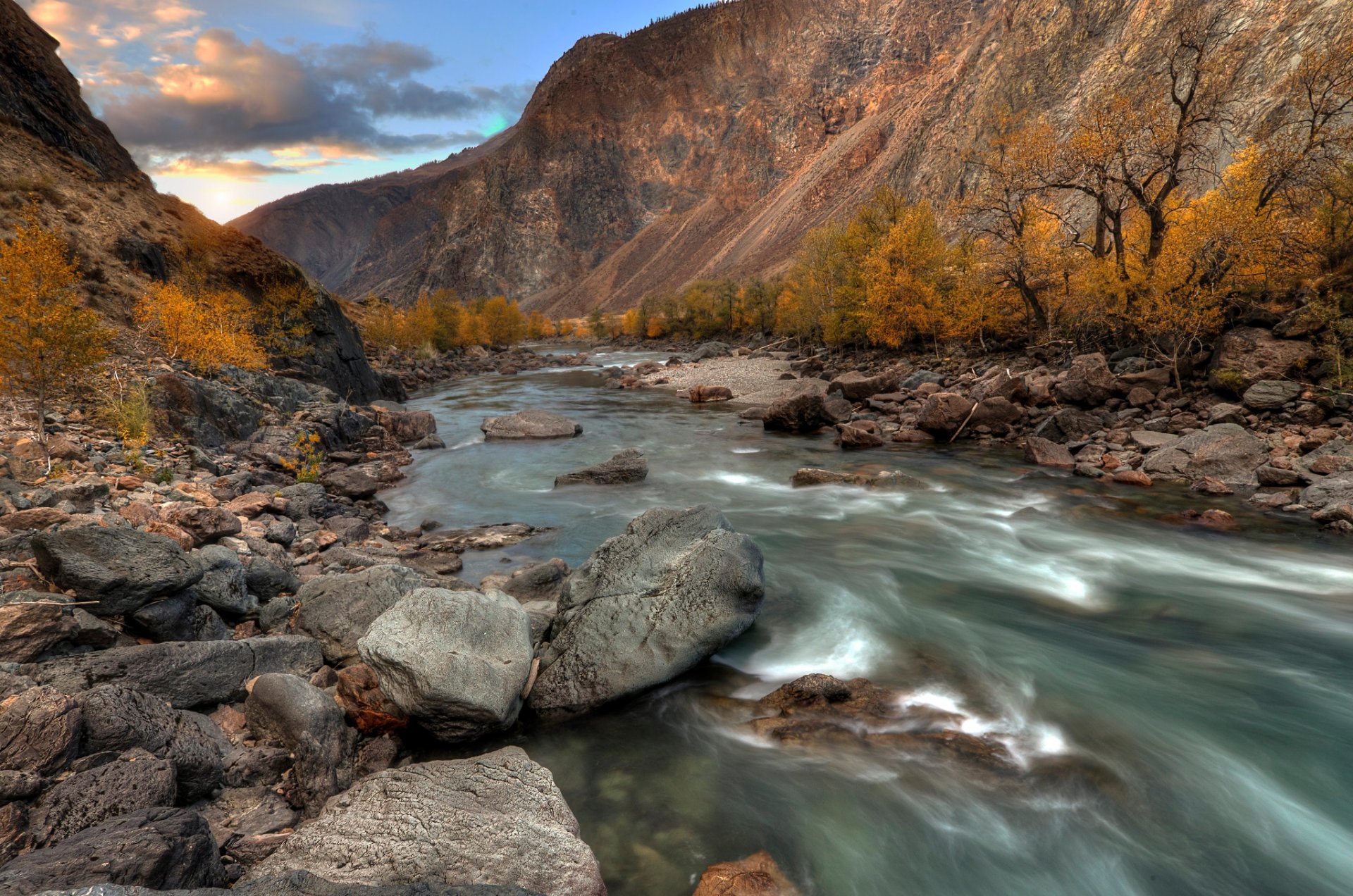 altai river october autumn