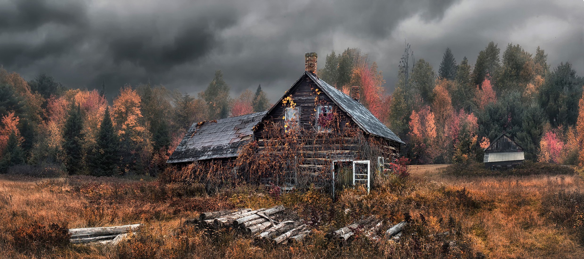 haus herbst wald