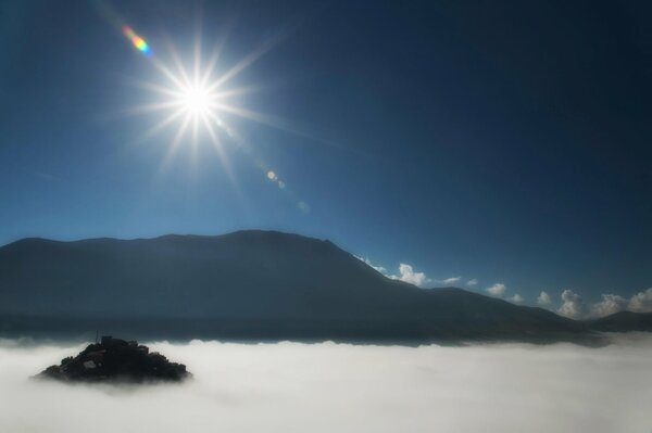 High mountains under the bright sun