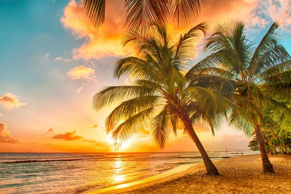 Puesta de sol en una isla tropical