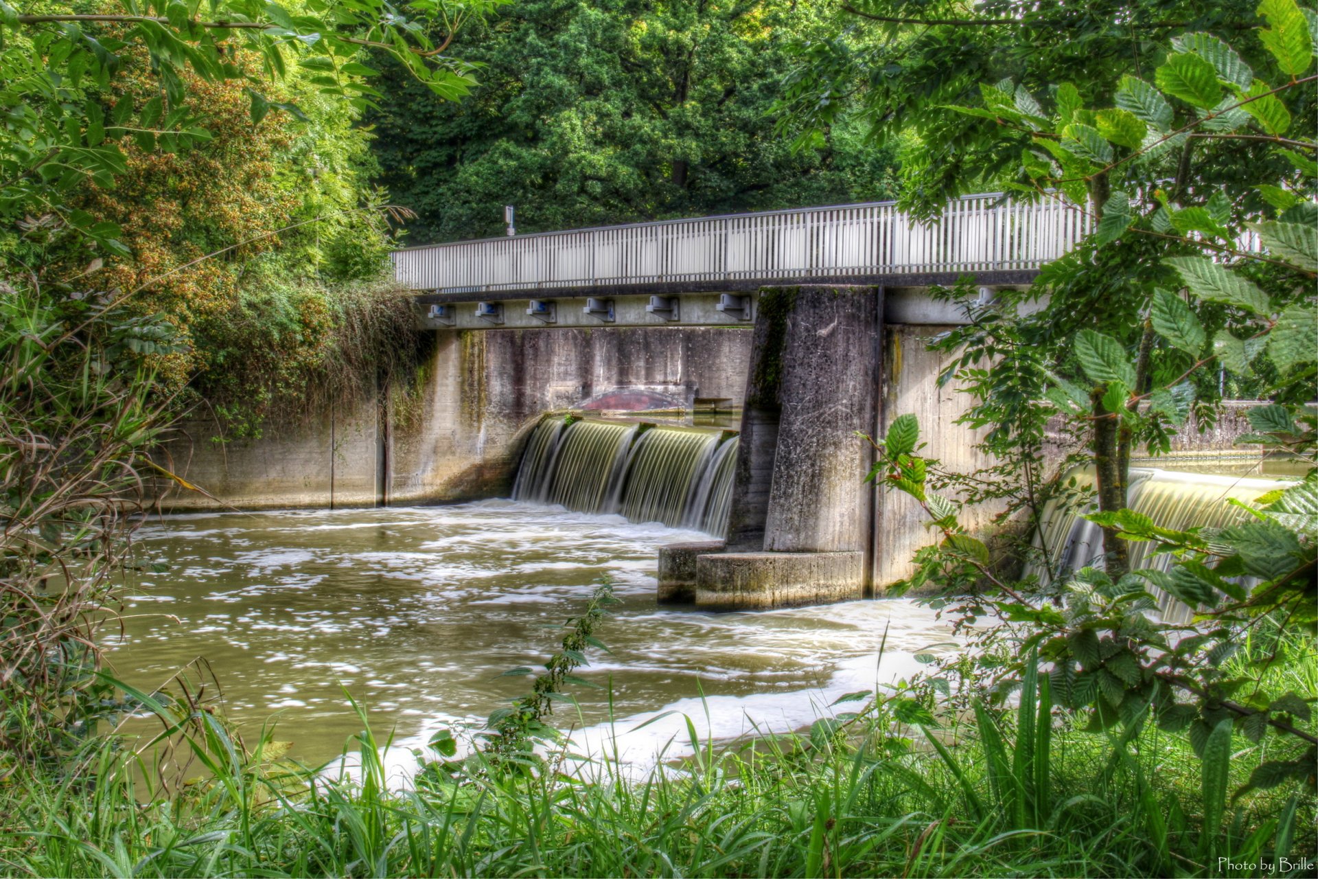 river germany dam bridge bad mergentheim hdr nature photo