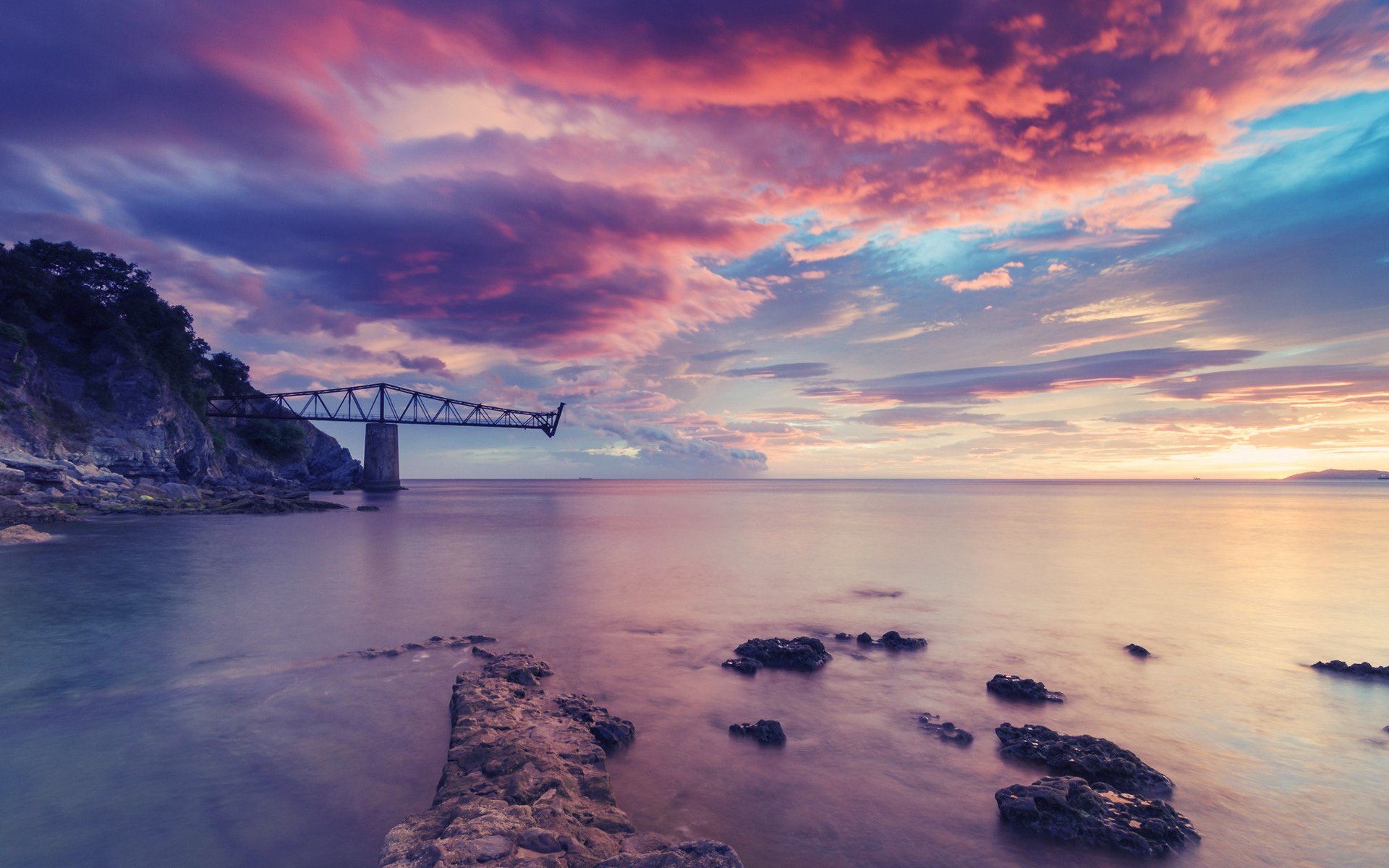 clouds water rock ocean sky dreams nature colorful