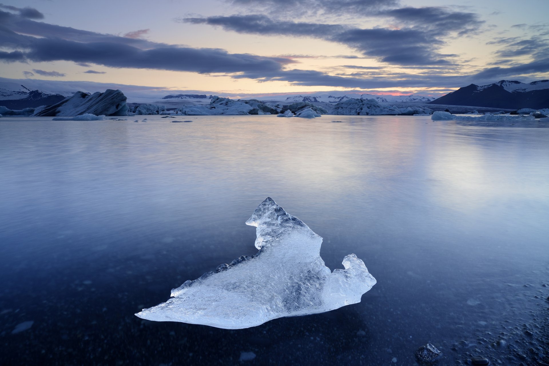 islandia jezioro kra zmierzch