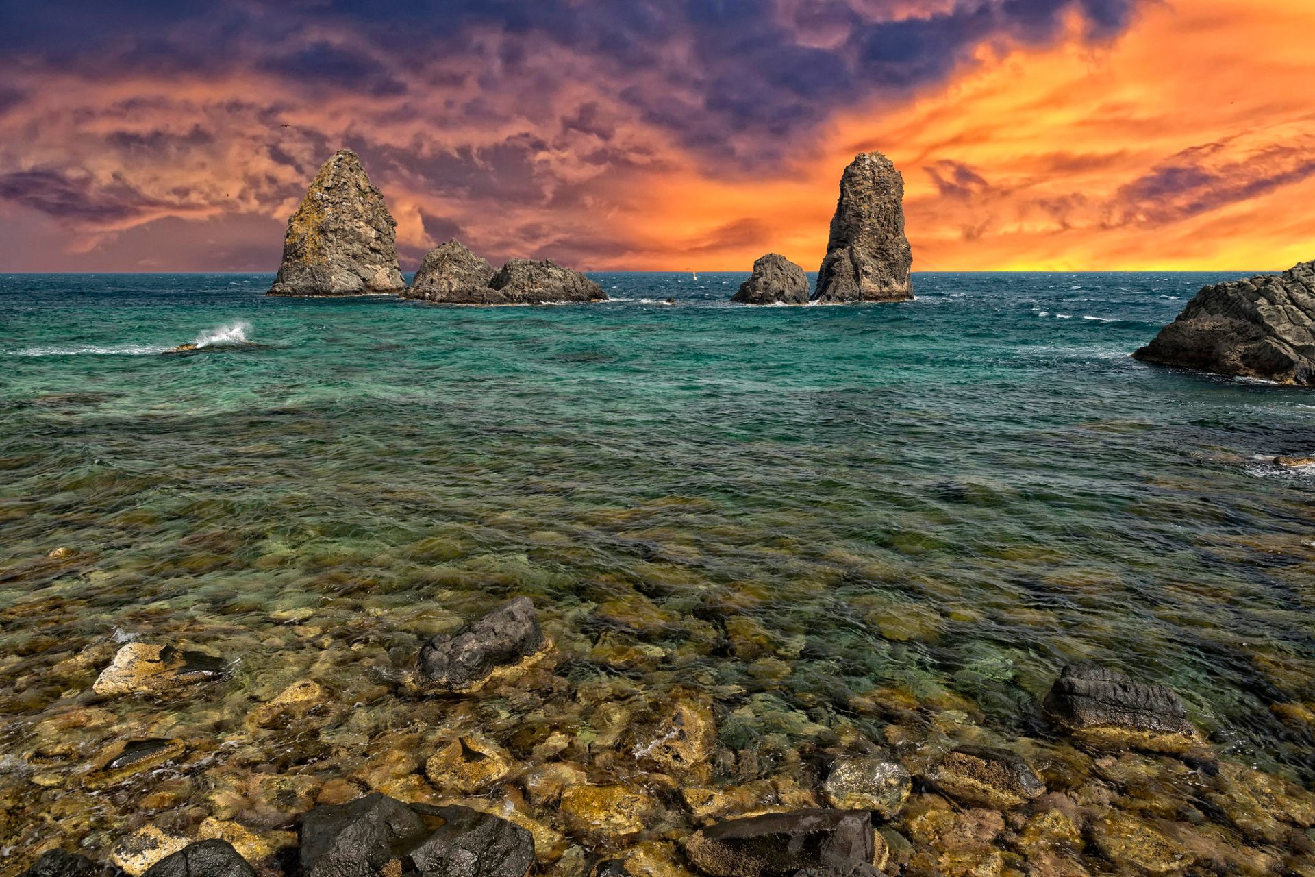 mar rocas piedras cielo