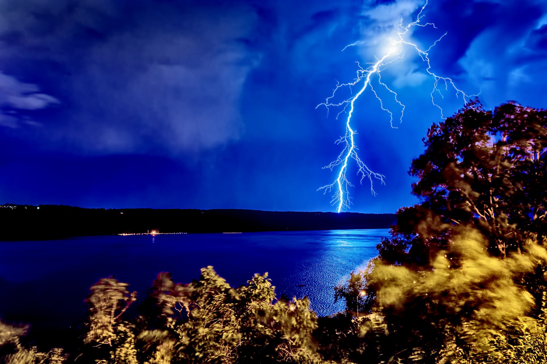 new jersey fiume hudson tempesta notte fulmine