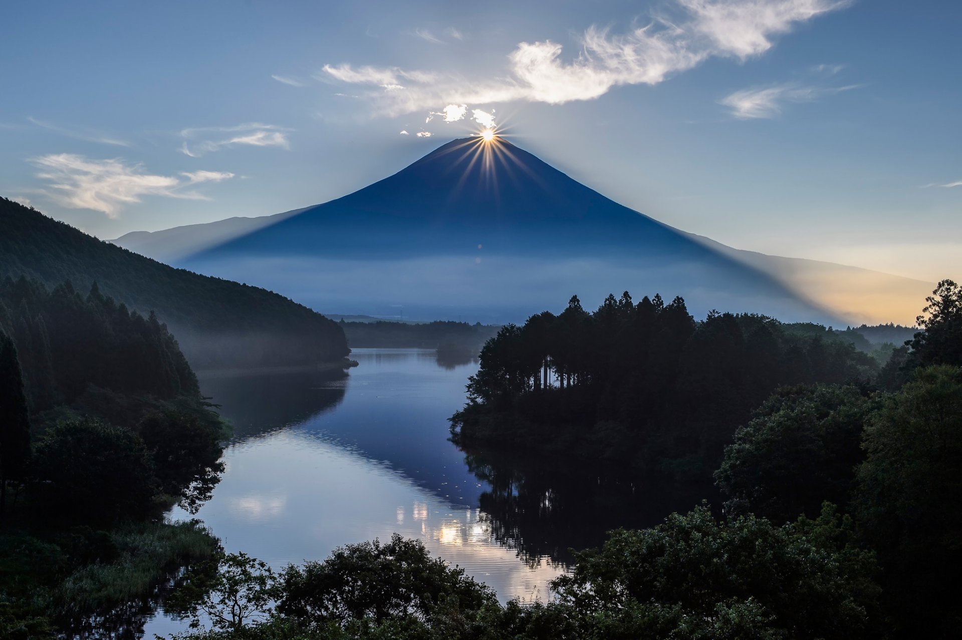 japonia fuji wulkan góra słońce