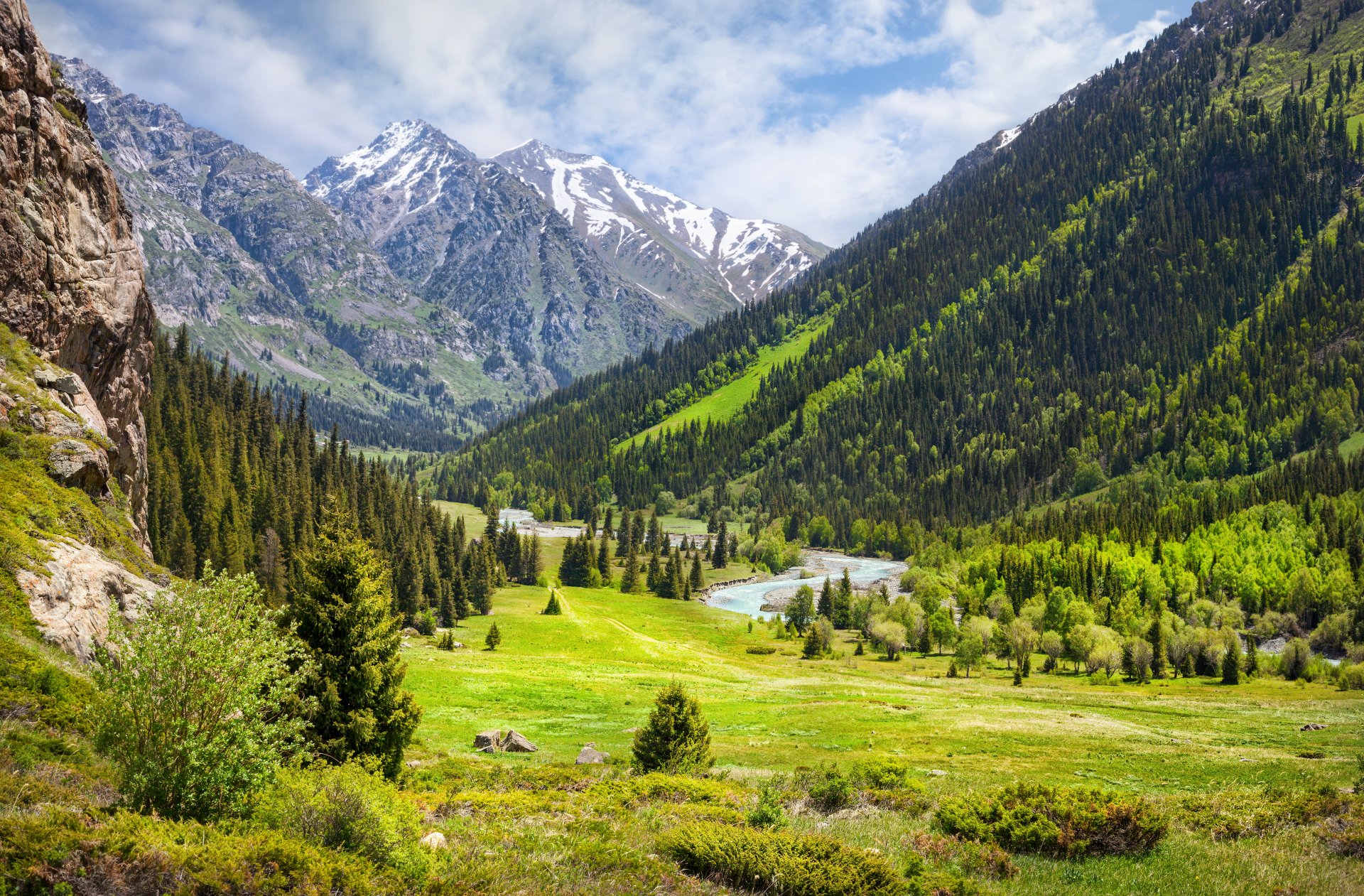 inde forêt rivière nuages pierres montagnes