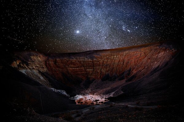 Clear starry sky over the canyon