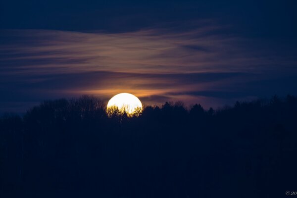 Full moon in the night sky