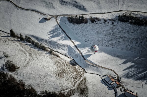 Top view of the road and houses