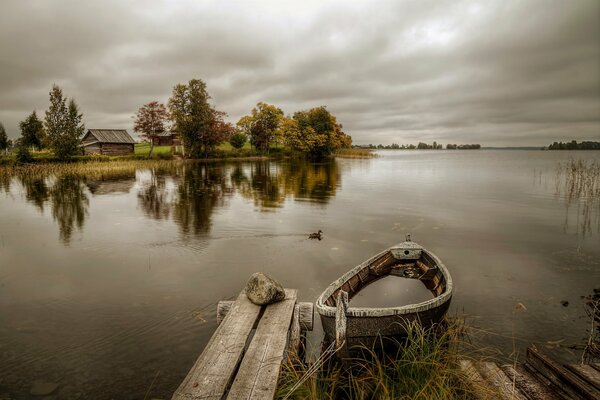 Autumn Karelia on the river bank