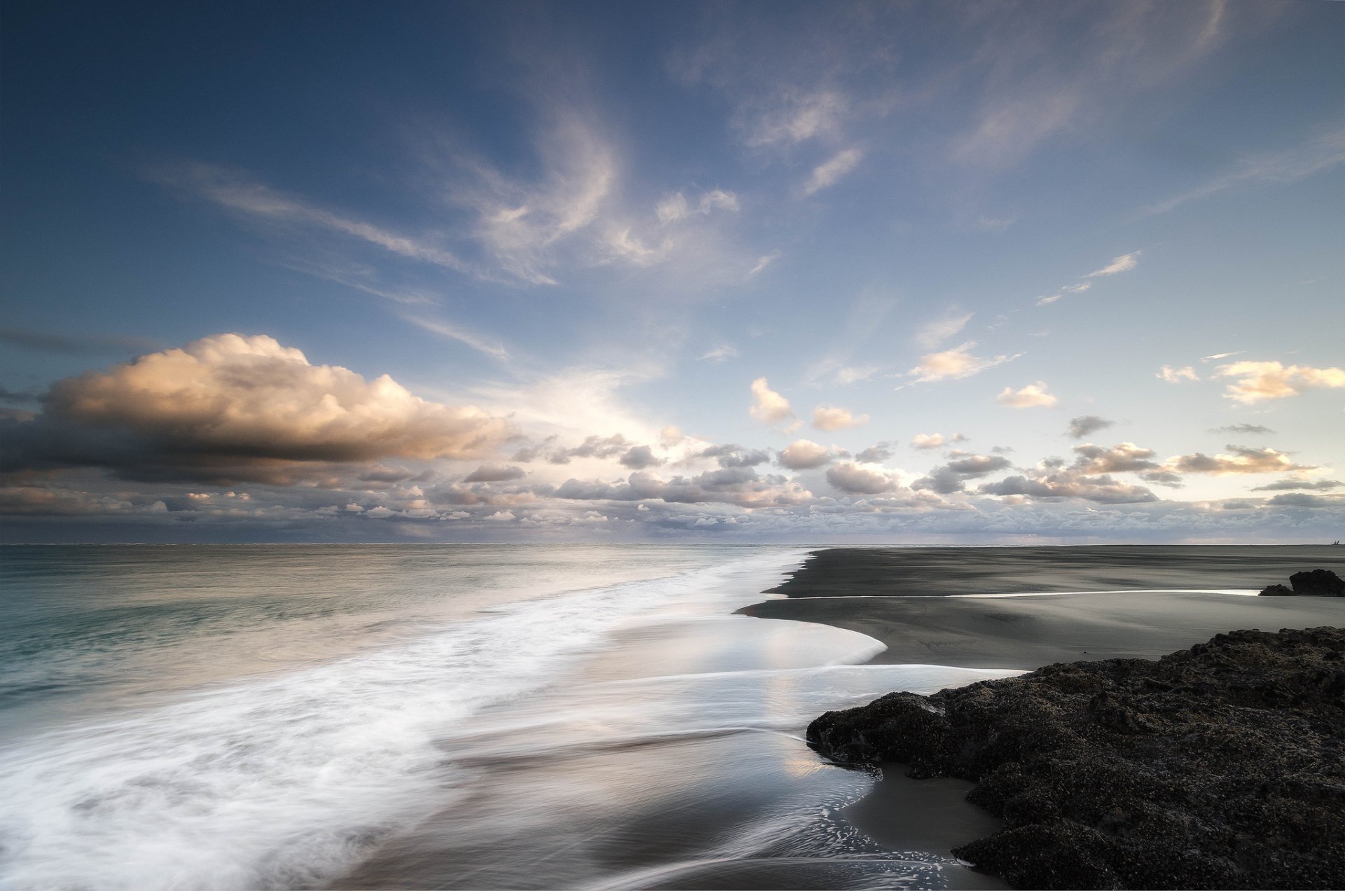 meer küste wolken sand abend