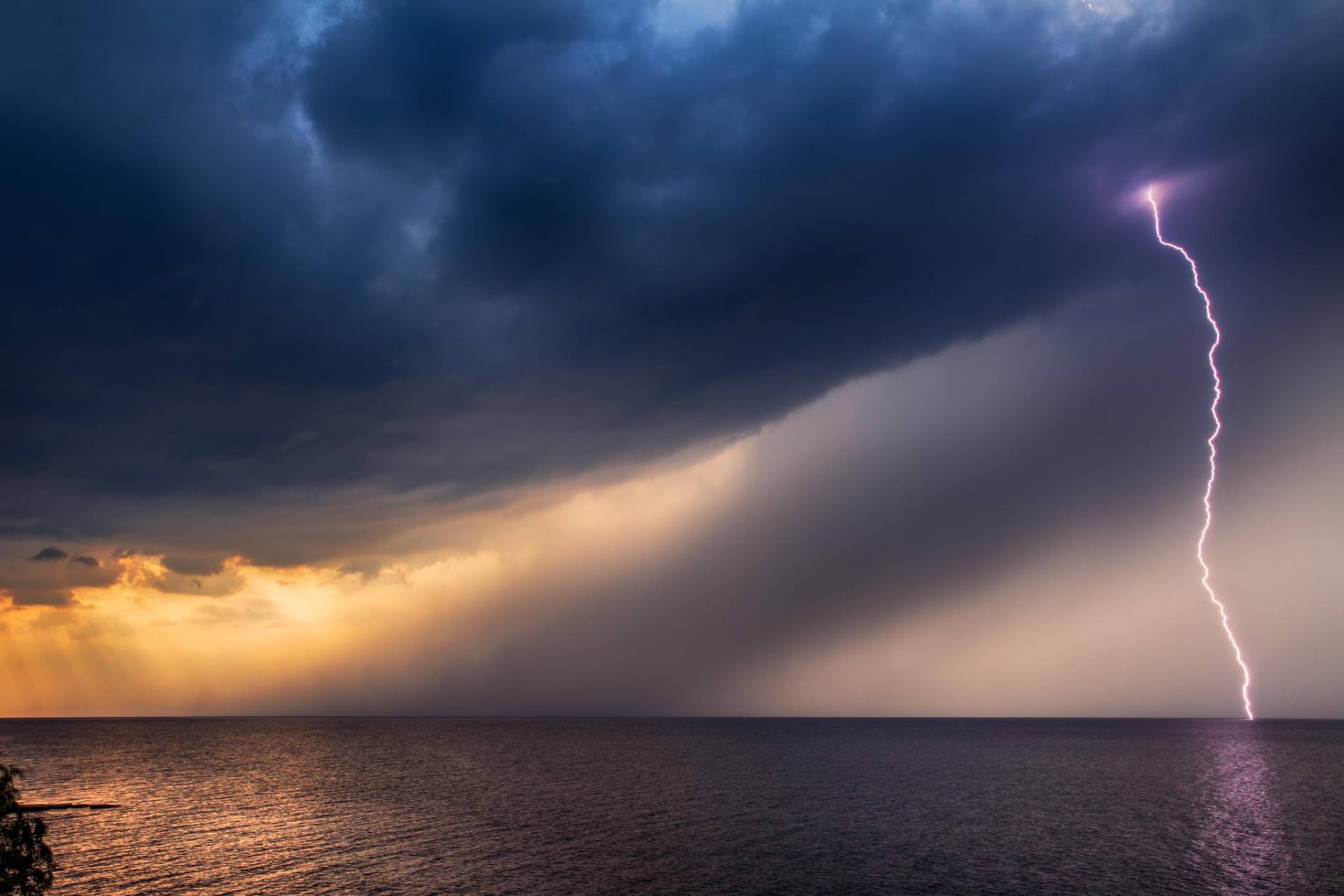 relámpago naturaleza mar tormenta