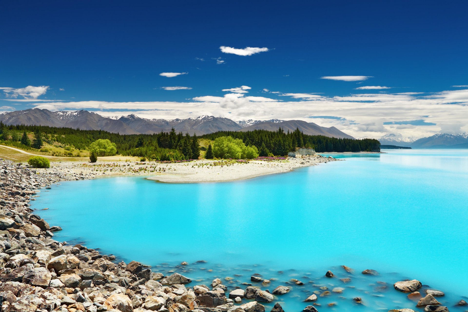 montañas lago naturaleza nz nueva zelanda