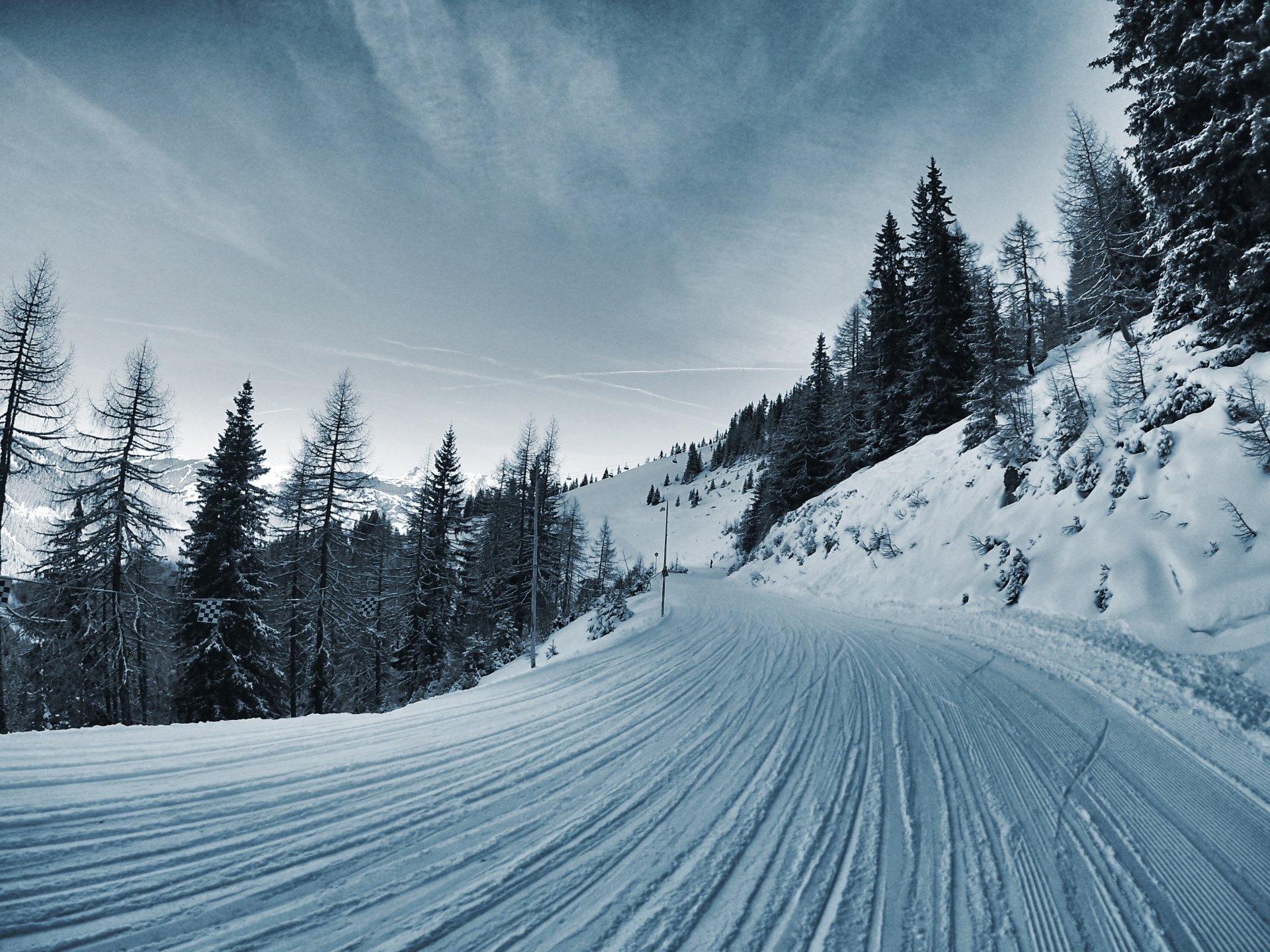 inverno strada neve colline