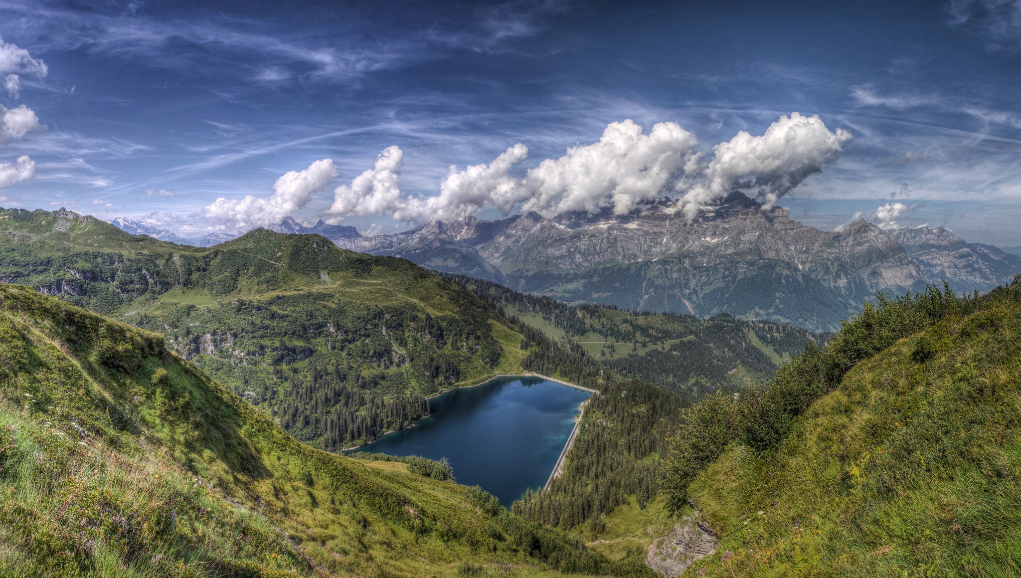 montagna lago vista natura cielo nuvole bellezza vista sfondo carta da parati widescreen a schermo intero widescreen widescreen