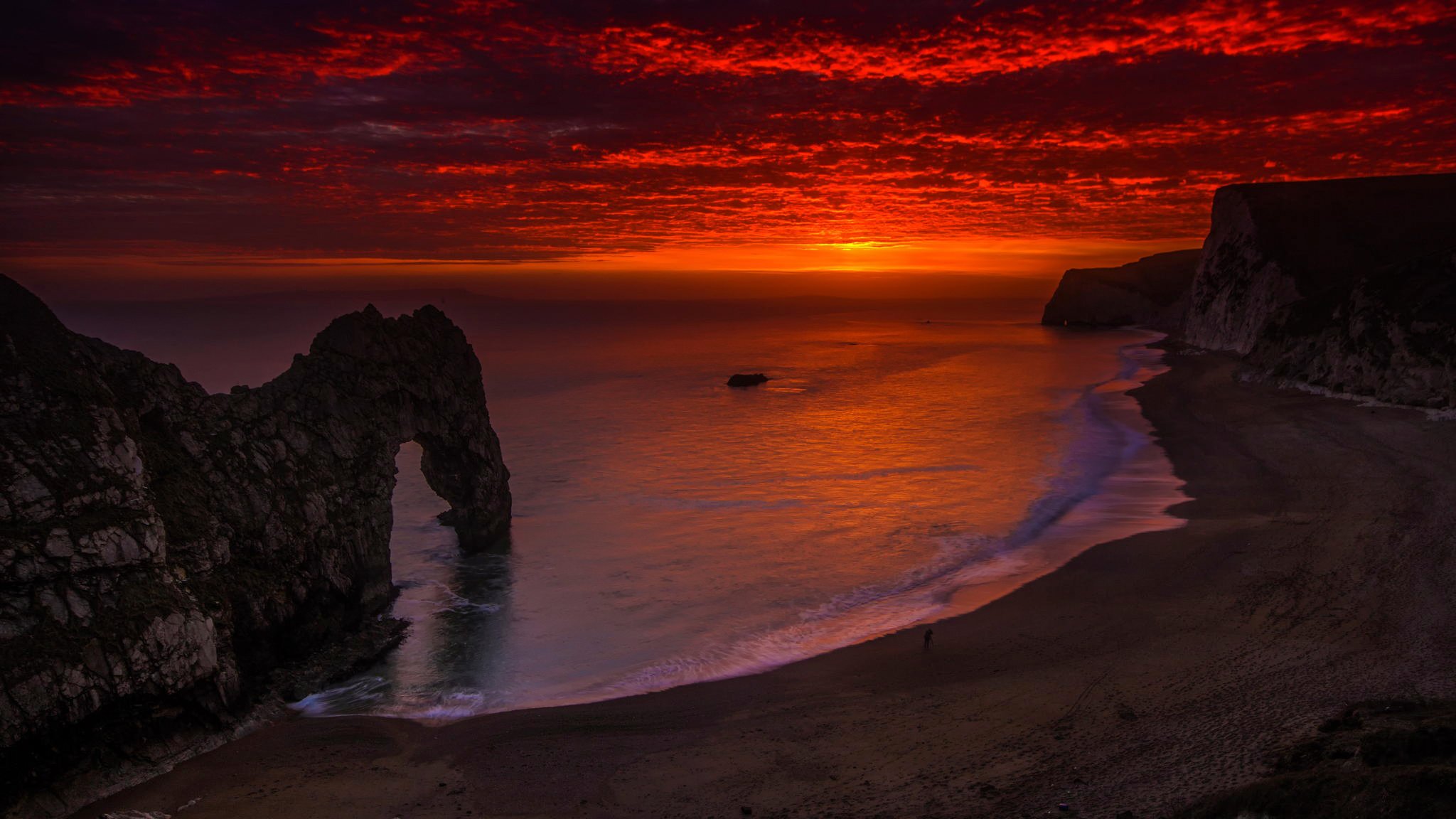 porta durdle cancello di roccia calcarea inghilterra tramonto