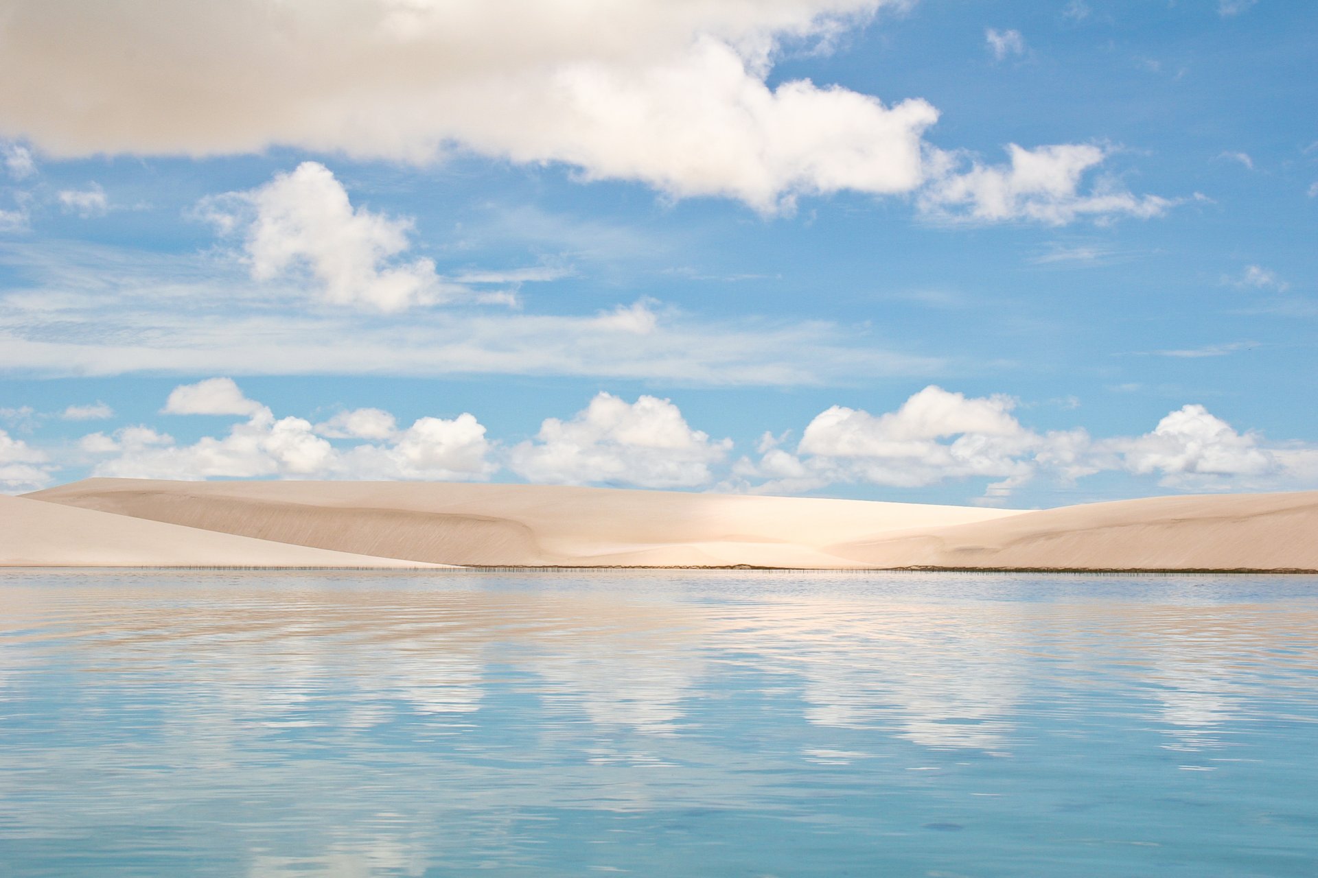 dunes lake sands brazil water cloud