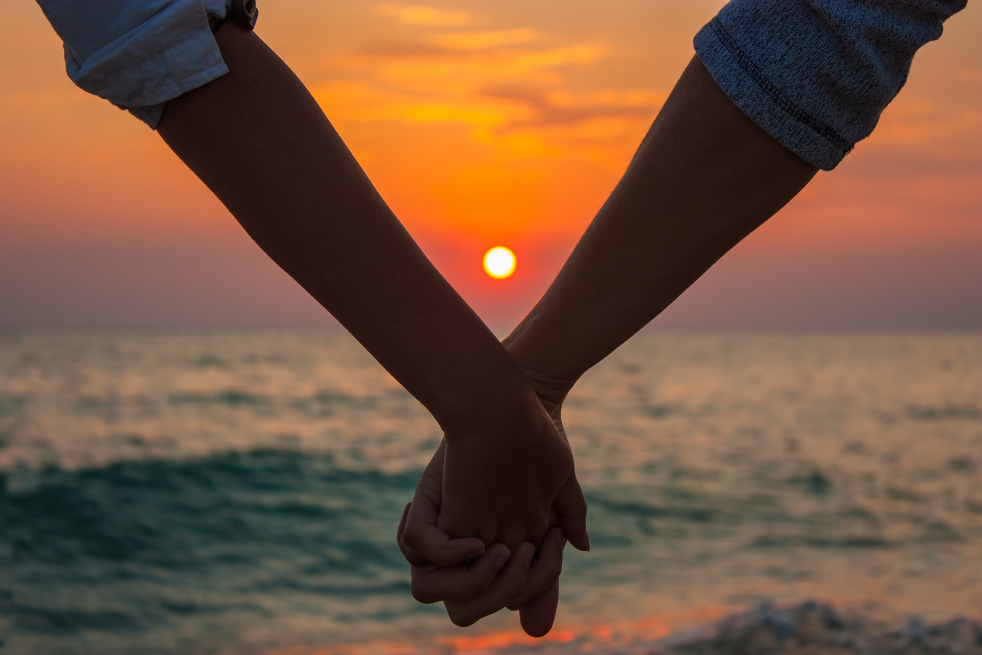 nature sea sunset love hand