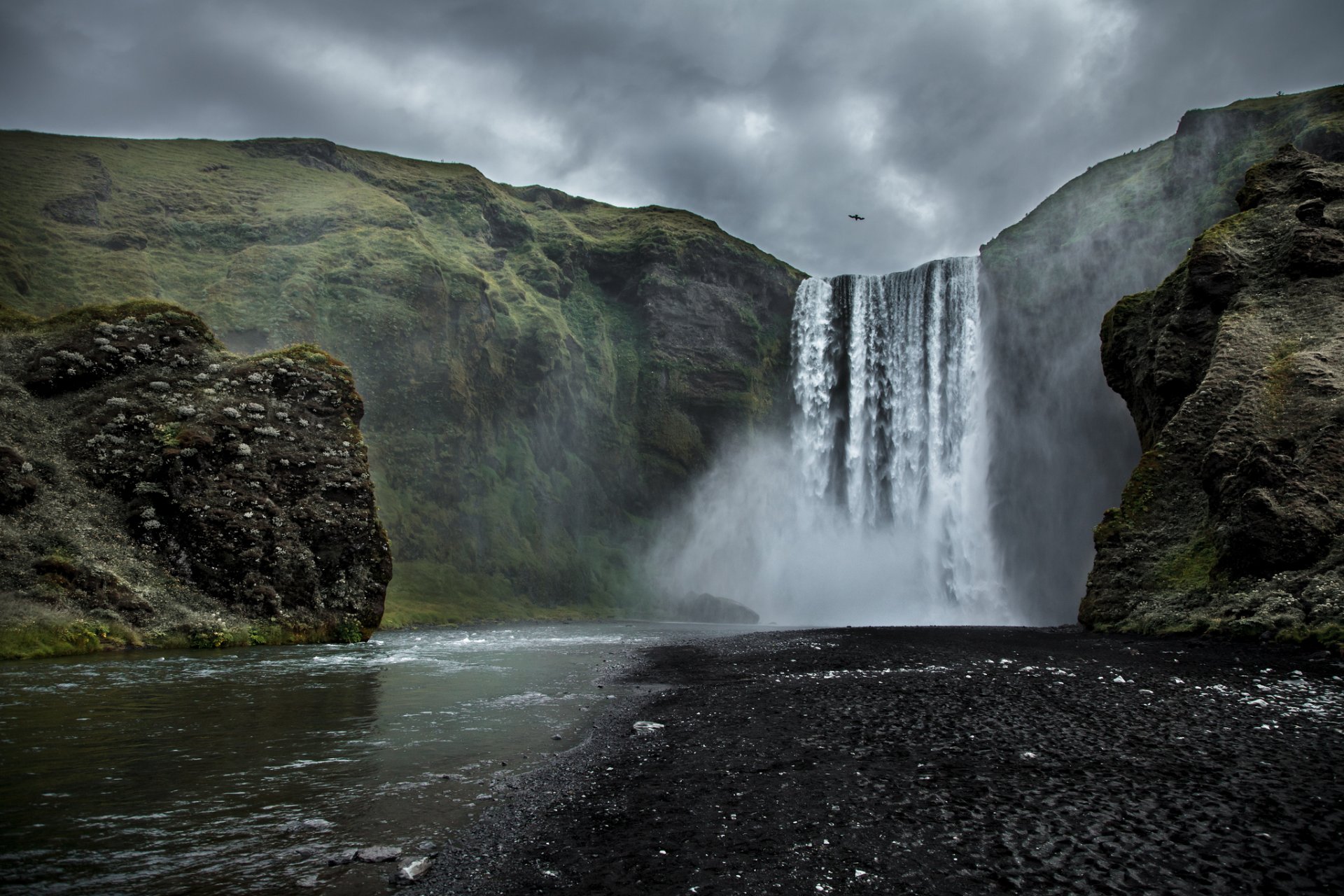 river waterfall clouds poultry