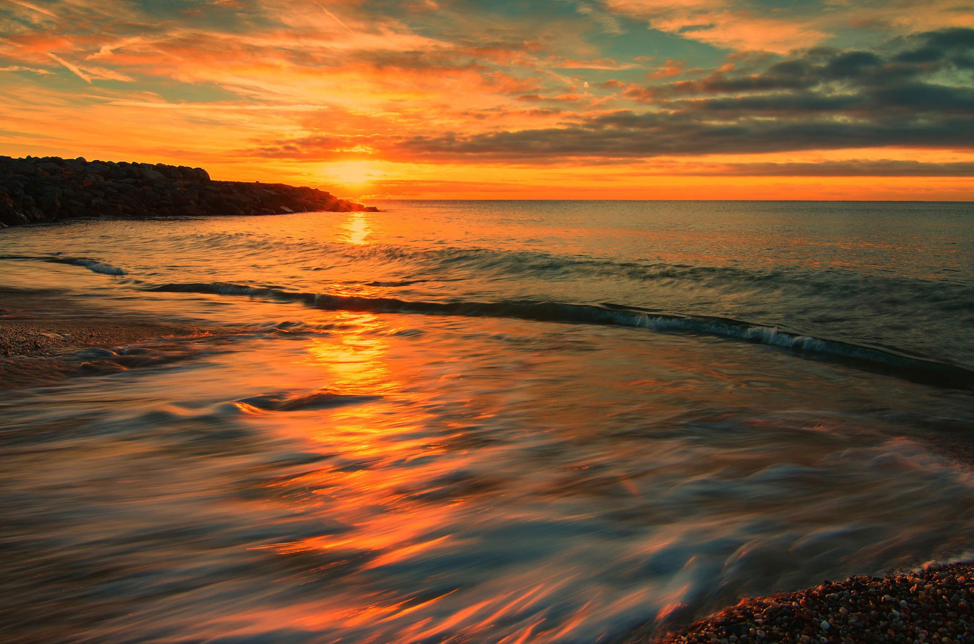 italie mer coucher de soleil