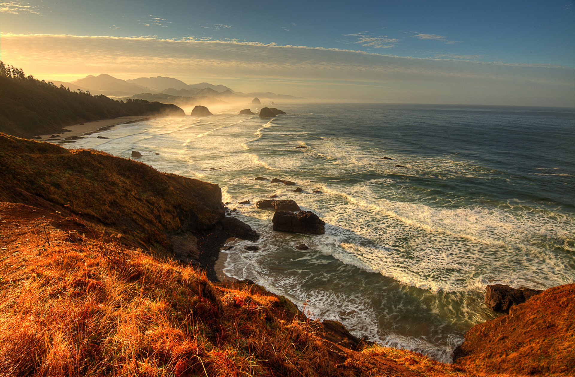 ocean coast rock storm mountain