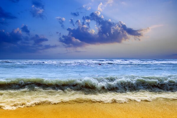 Onde da una tempesta vicino al mare