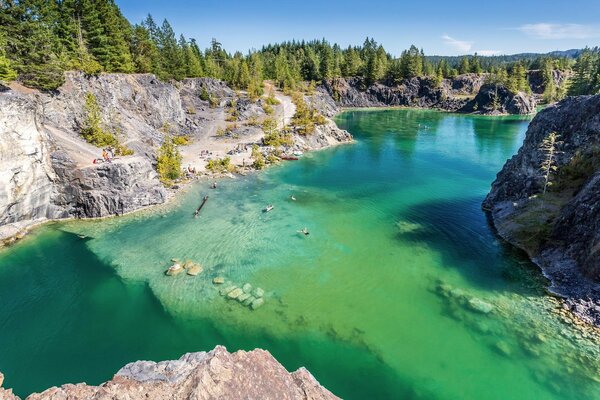 Lake among the rocks in summer