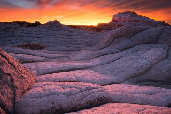 Gefrorenes Magma bei Sonnenuntergang