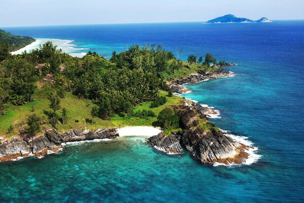 Naturaleza, isla y océano, Seychelles, silueta de la isla